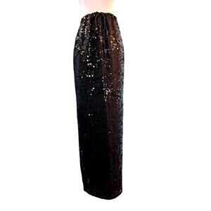 NWT LIONESS She's All That Maxi Skirt Long Sequined Skirt ONYX Blk Lined XS
